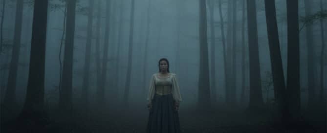 Portrait of a lonely colonist woman on the Appalachian frontier during the American Revolution.